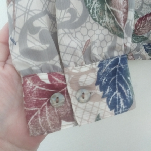 Vintage Allison Daily Petites Fall Leaves Blouse, 8P - Picture 5 of 10